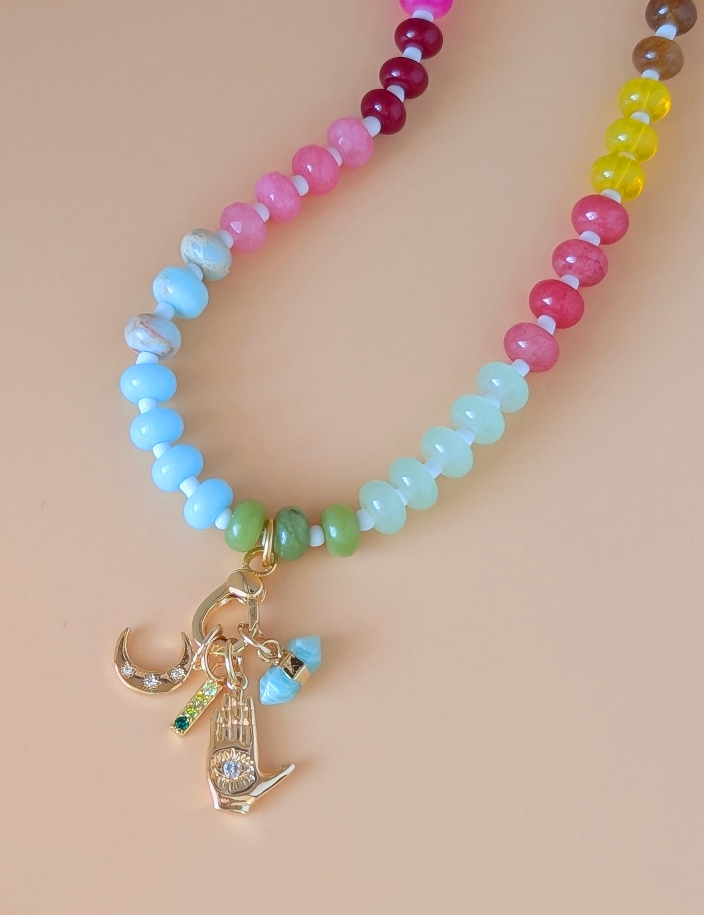 Rainbow Bead Charm Necklace Holder