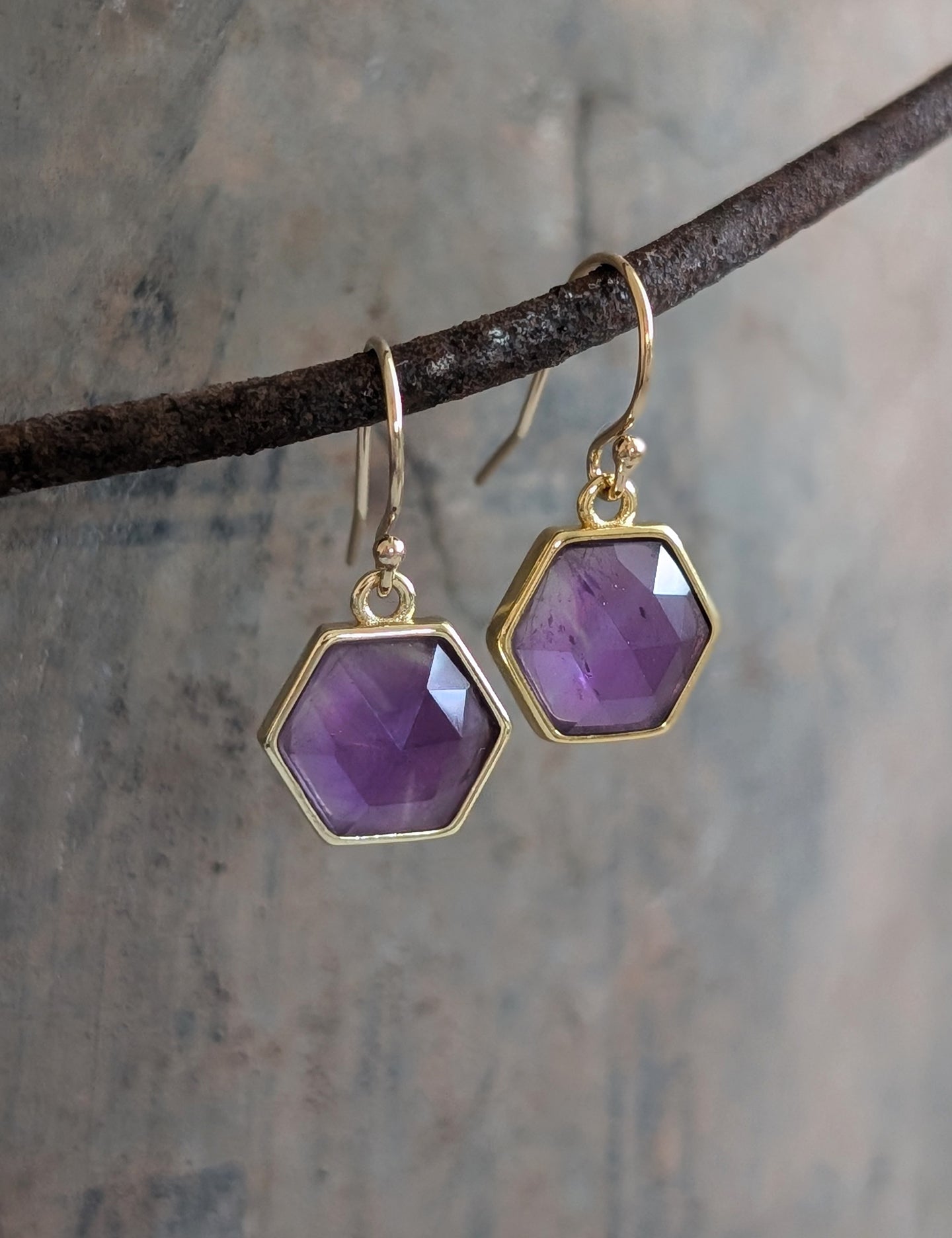 Petite Hexagon Drop Earrings