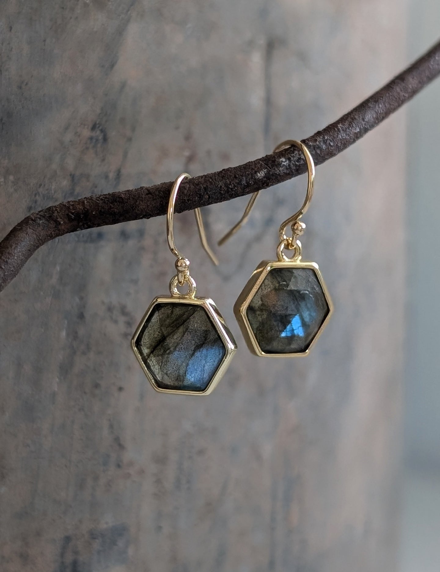 Petite Hexagon Drop Earrings