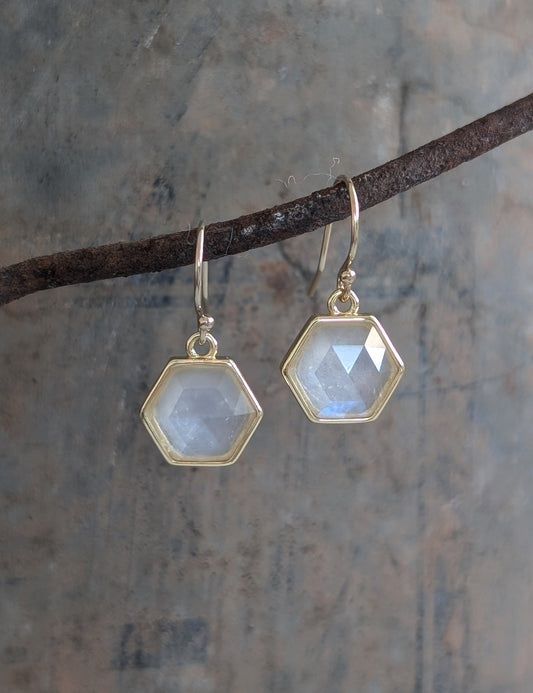 Petite Hexagon Drop Earrings