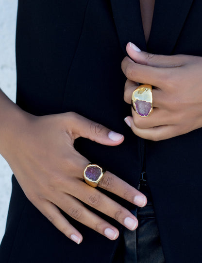 Gold Druzy Ring